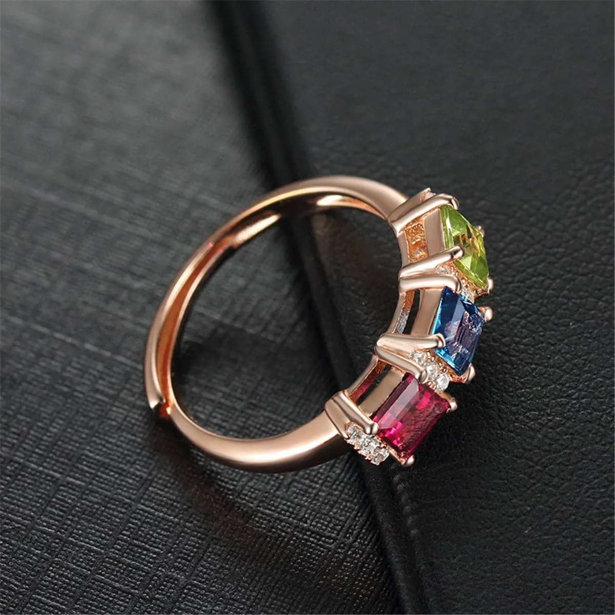 Cubic Zirconia & Crystal Trio Adjustable Ring