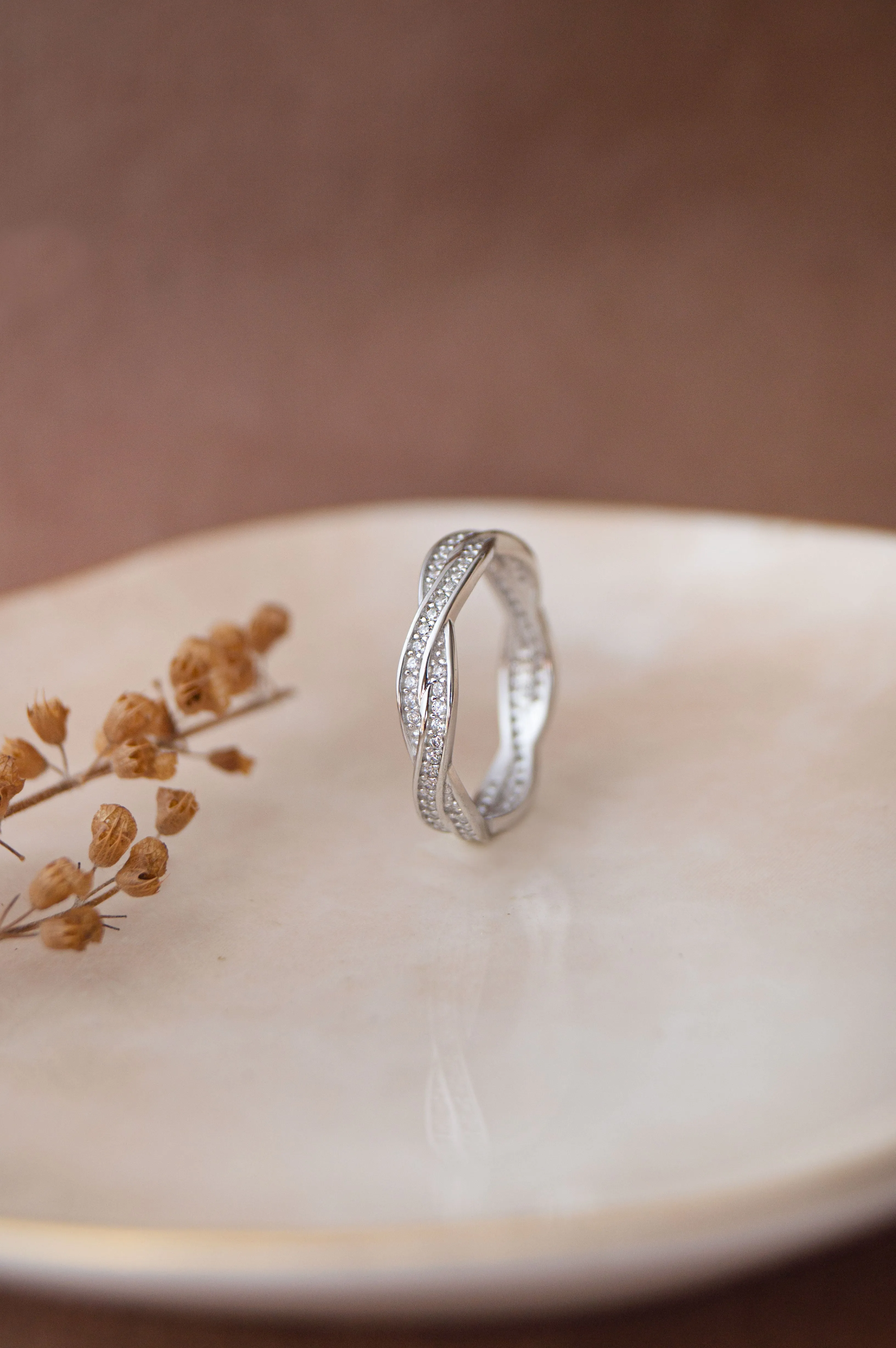 Curled Along Rose Gold Plated Sterling Silver Ring