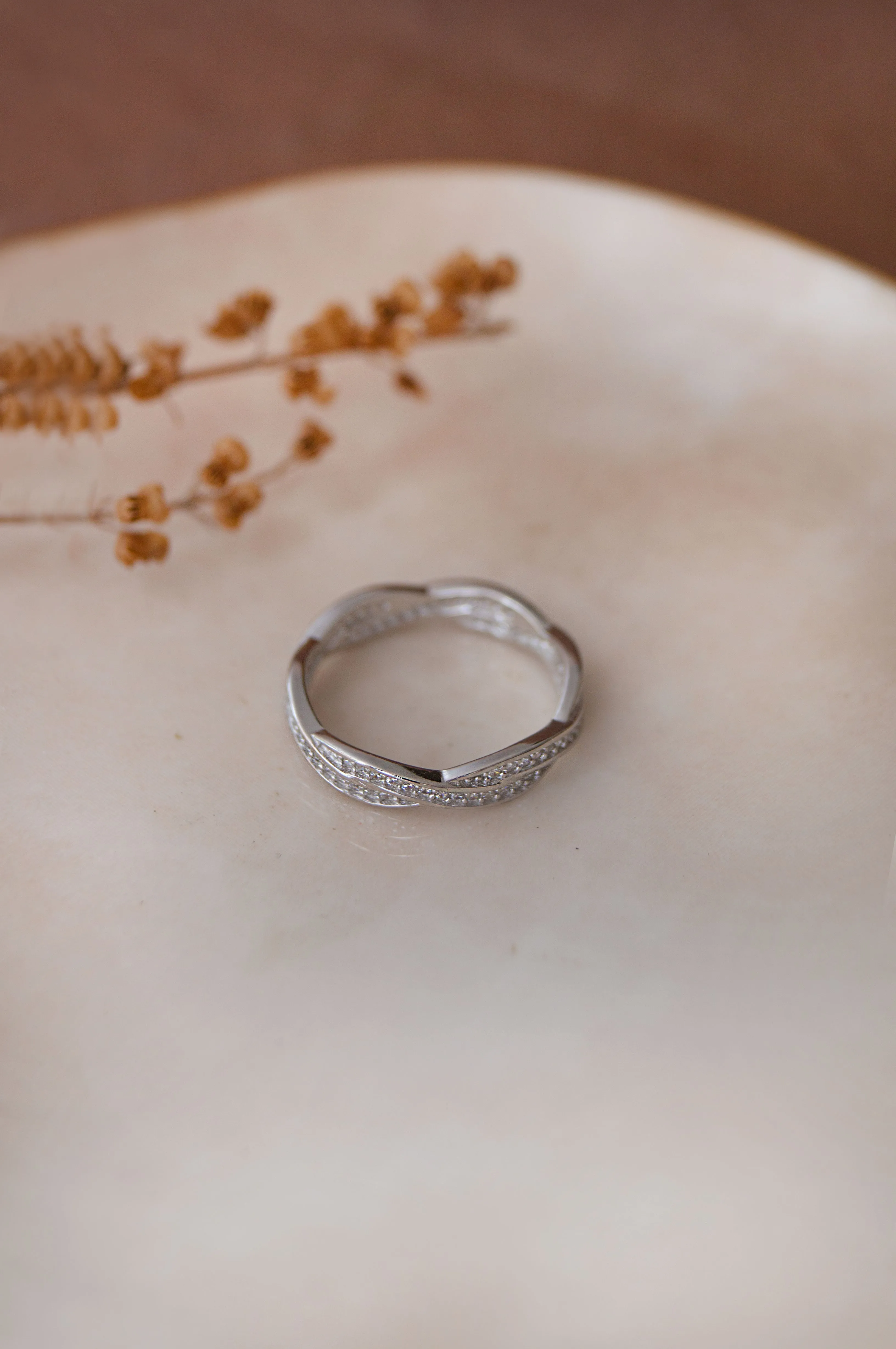 Curled Along Rose Gold Plated Sterling Silver Ring