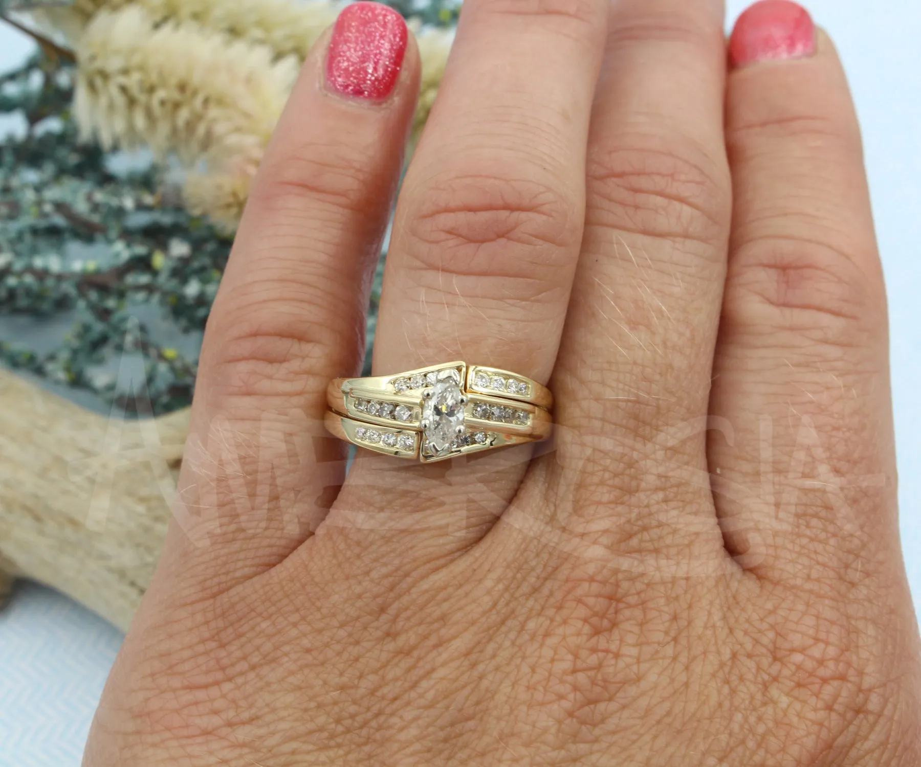 Custom Matching Diamond Twist Wedding Band