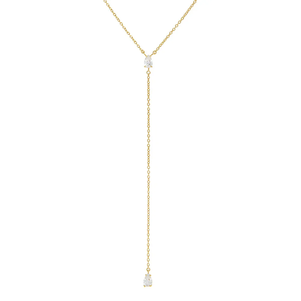 CZ Teardrop Lariat