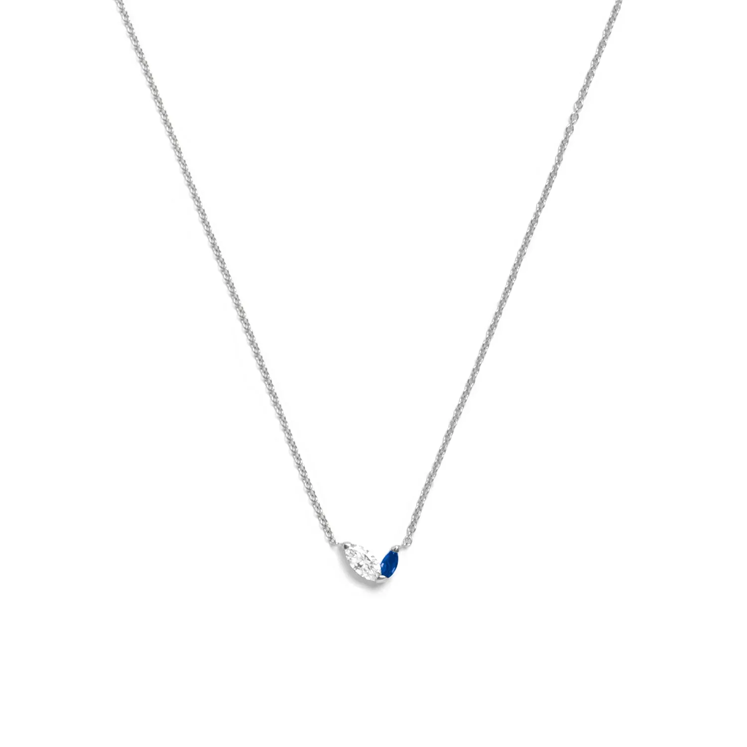 Defne Necklace | White Diamond & Sapphire