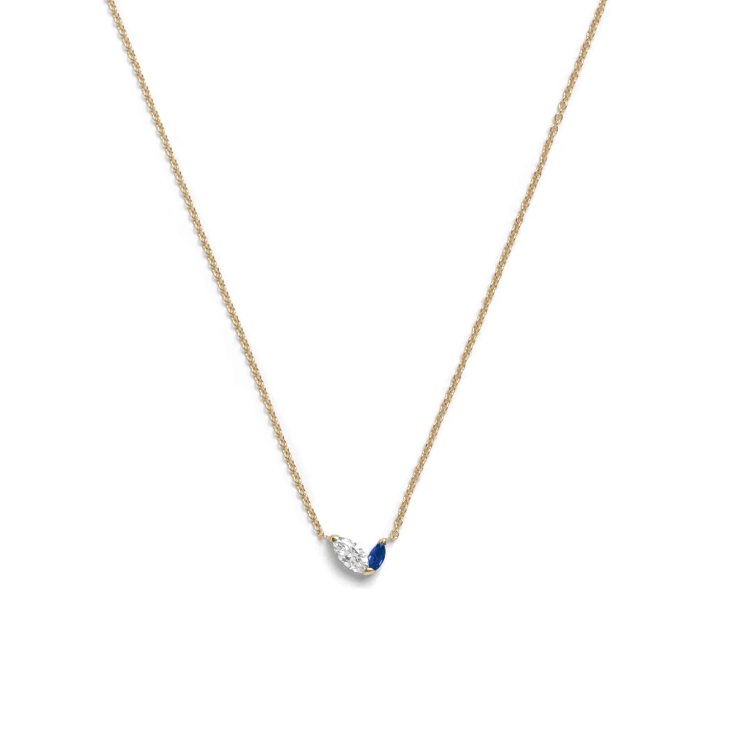Defne Necklace | White Diamond & Sapphire