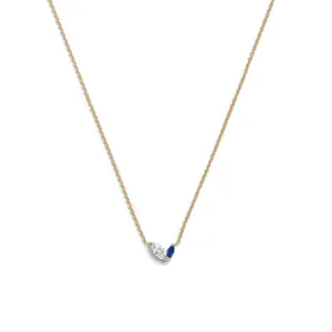 Defne Necklace | White Diamond & Sapphire