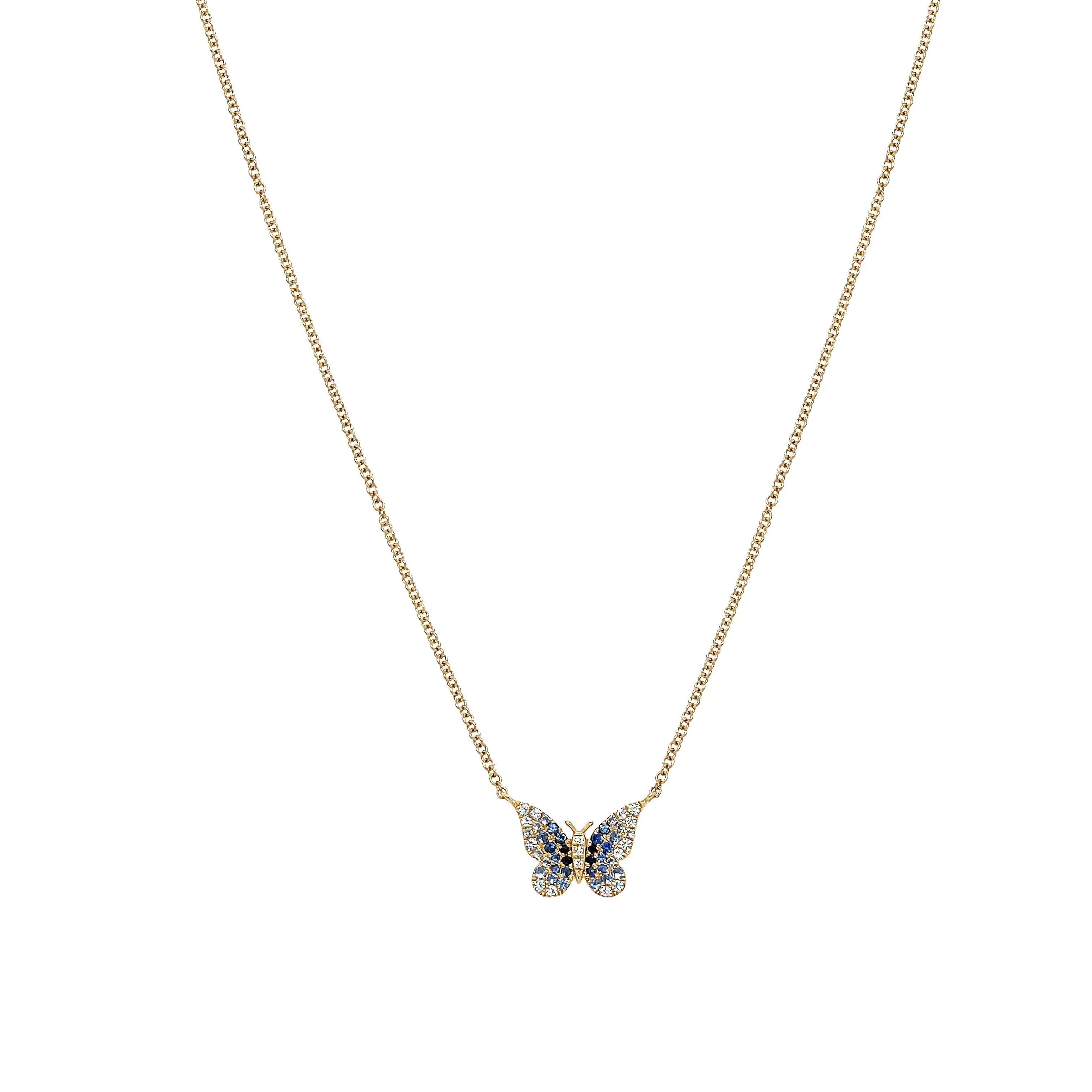 Diamond & Sapphire Butterfly Necklace