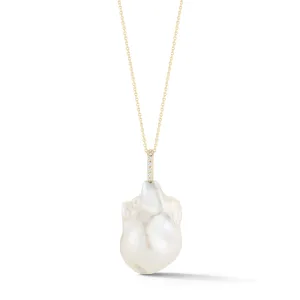 Diamond Baroque Pearl Necklace