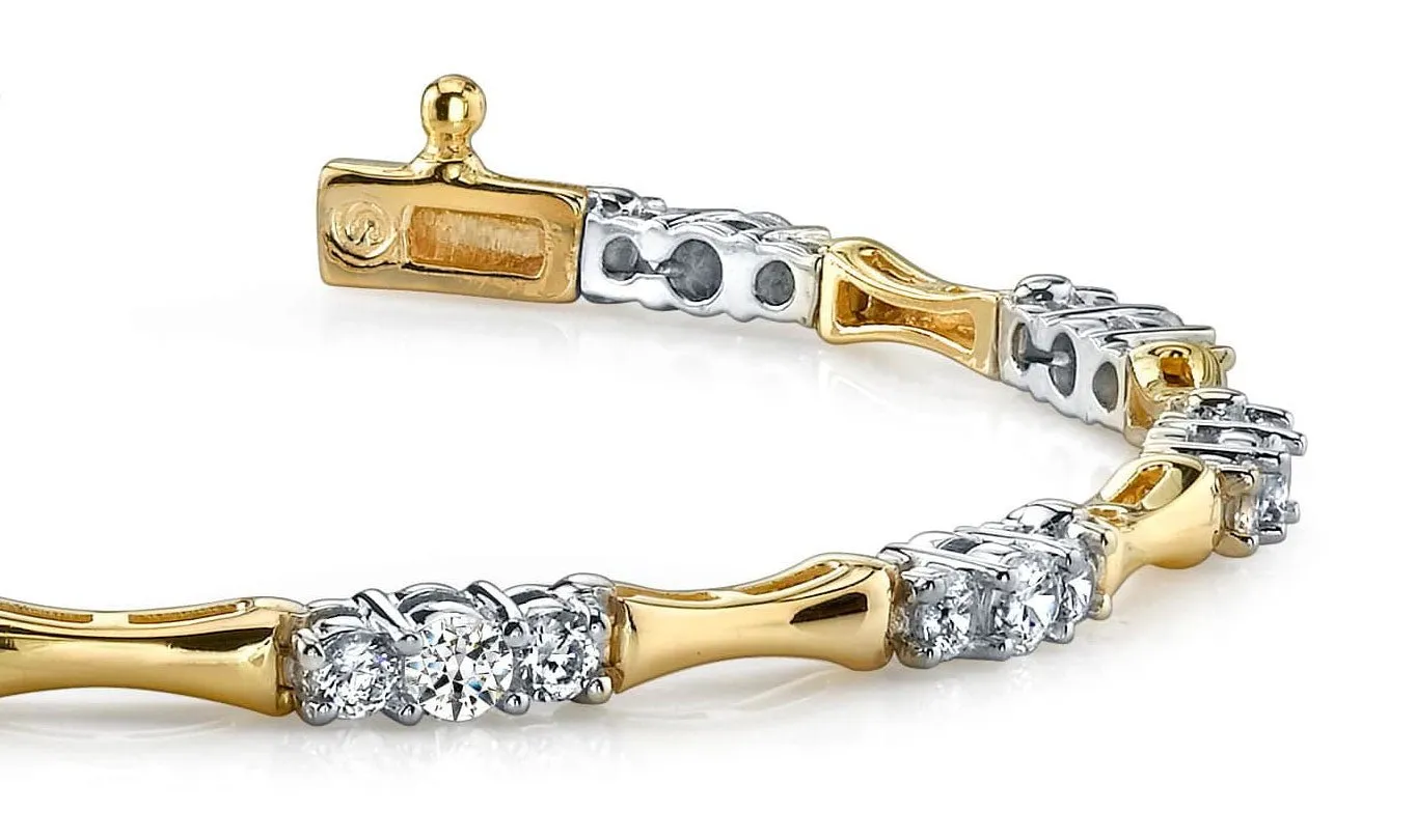 Diamond Column Link Diamond Bracelet with 1.50 ct.(finished) 1.9mm, 2.9mm