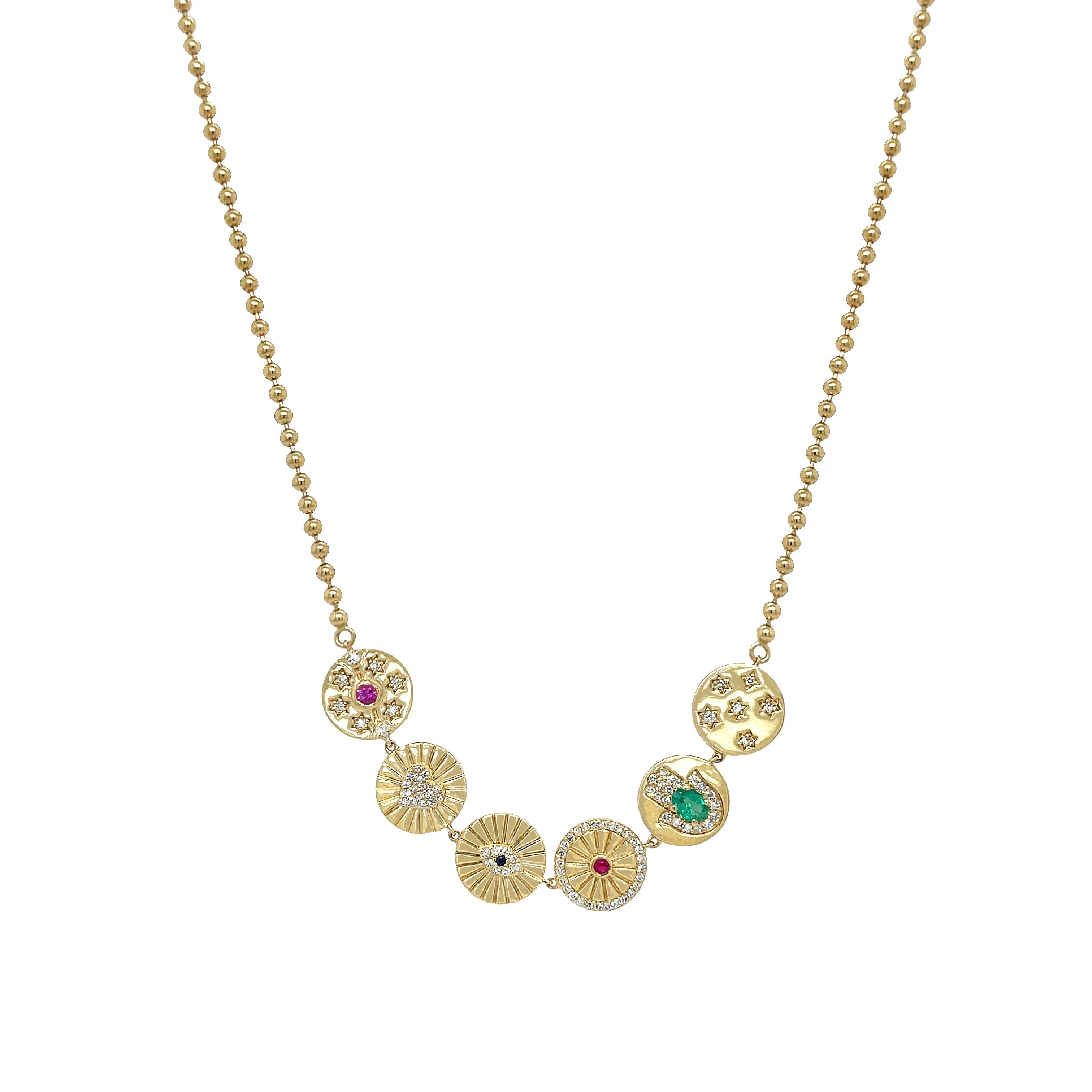Diamond, Emerald & Sapphire Necklace