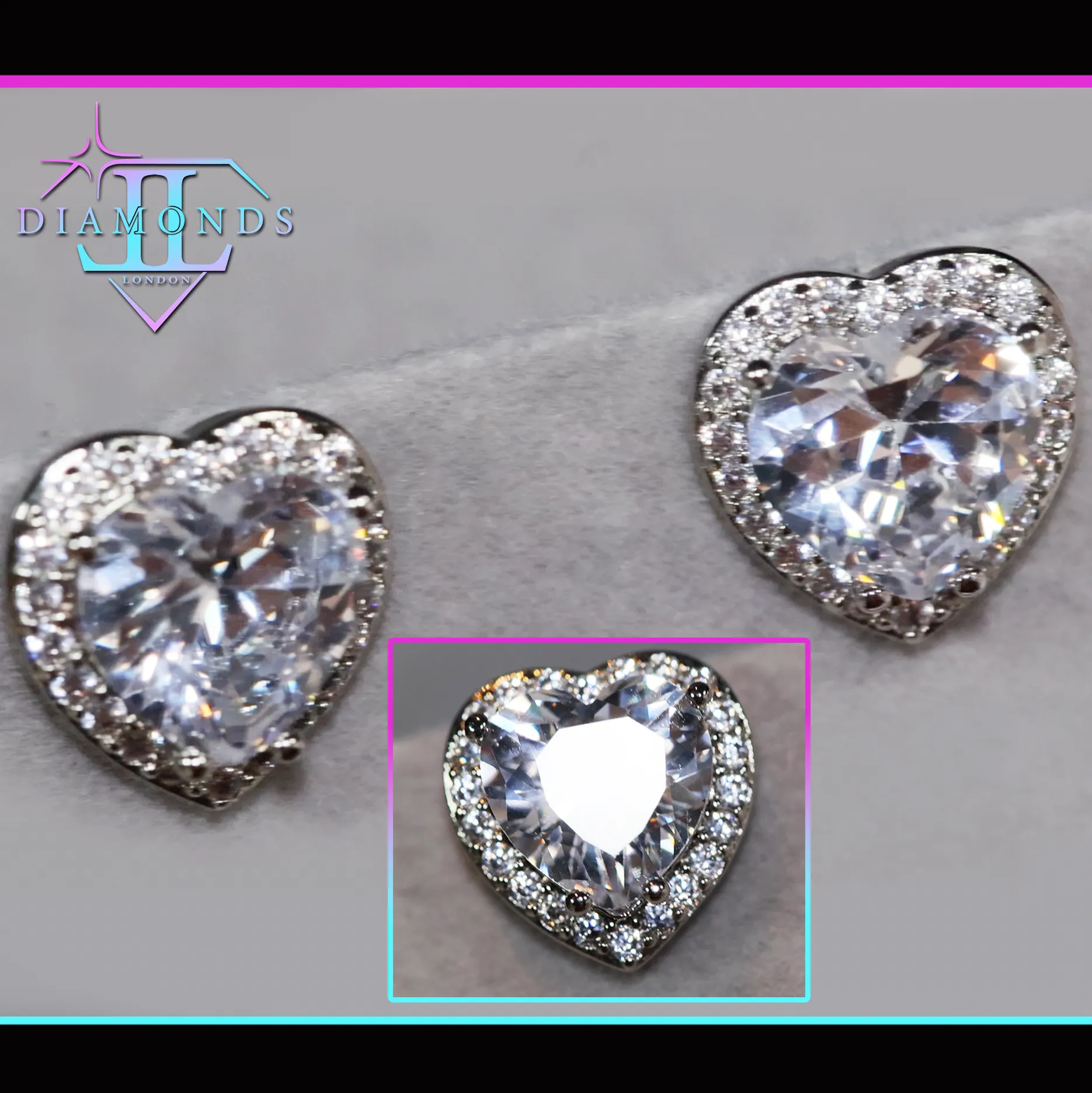 Diamond Heart Ear Studs | Heart Earrings | Womens Earrings | Heart Ear Studs