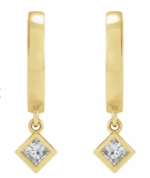 Diamond Motif Dangle Huggie