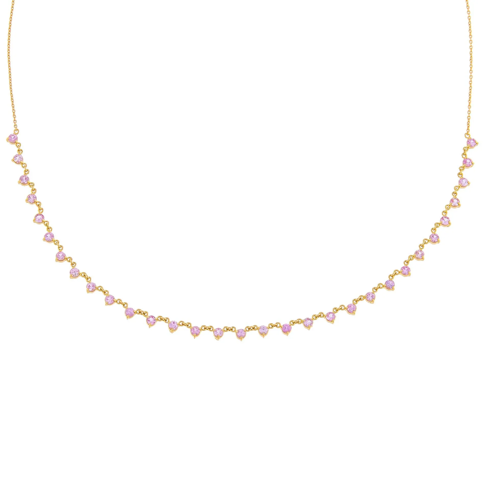 Diamond Sapphire Multi Solitaire Necklace 14K