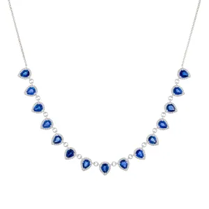 Diamond Sapphire Teardrop Necklace 14K