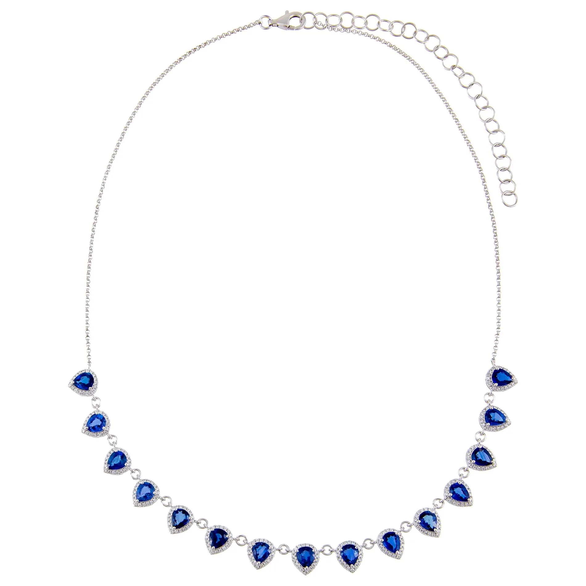 Diamond Sapphire Teardrop Necklace 14K