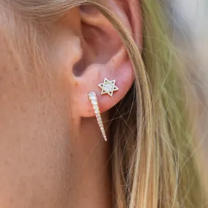 Diamond Star of David Stud Earrings in 14k Yellow Gold