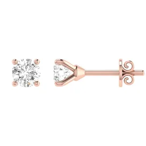 Diamond Stud Earrings with 0.90ct Diamonds in 18K Rose Gold - 18RCE90