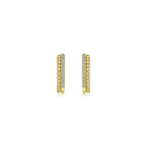 Diamond Two Row Huggie Earrings in 14K Yellow Gold