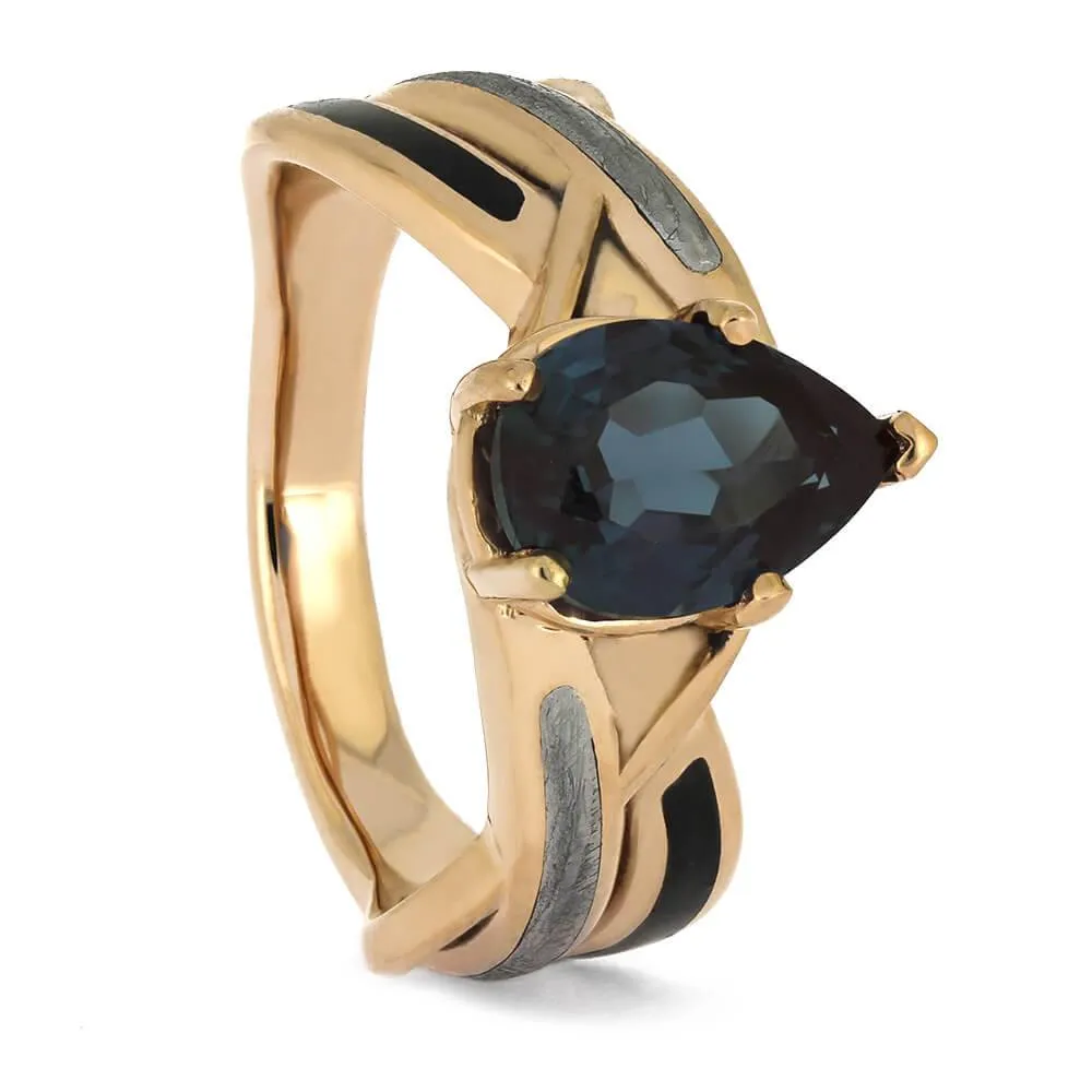 Dinosaur Bone And Meteorite Engagement Ring With Twist Design