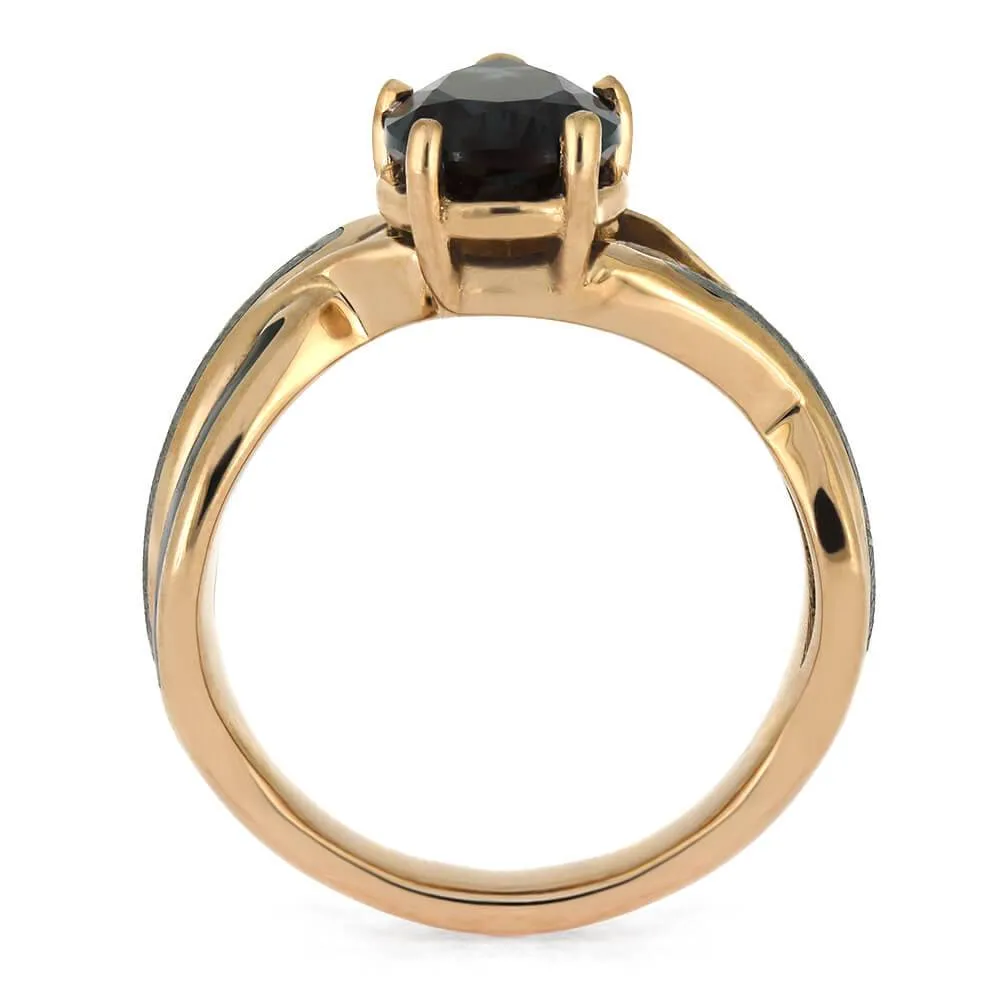 Dinosaur Bone And Meteorite Engagement Ring With Twist Design