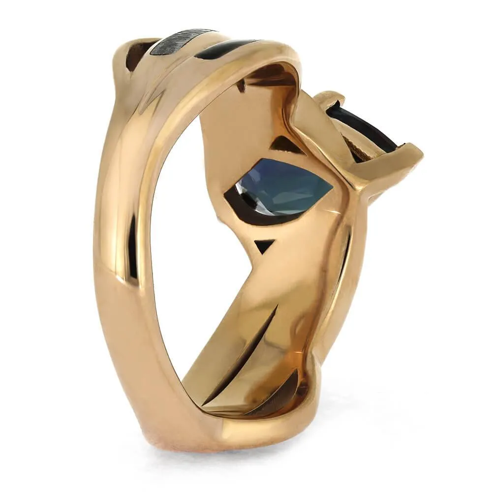 Dinosaur Bone And Meteorite Engagement Ring With Twist Design