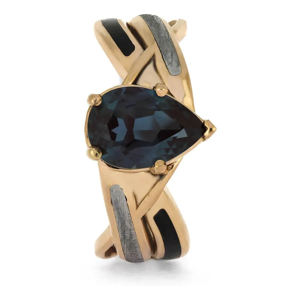 Dinosaur Bone And Meteorite Engagement Ring With Twist Design