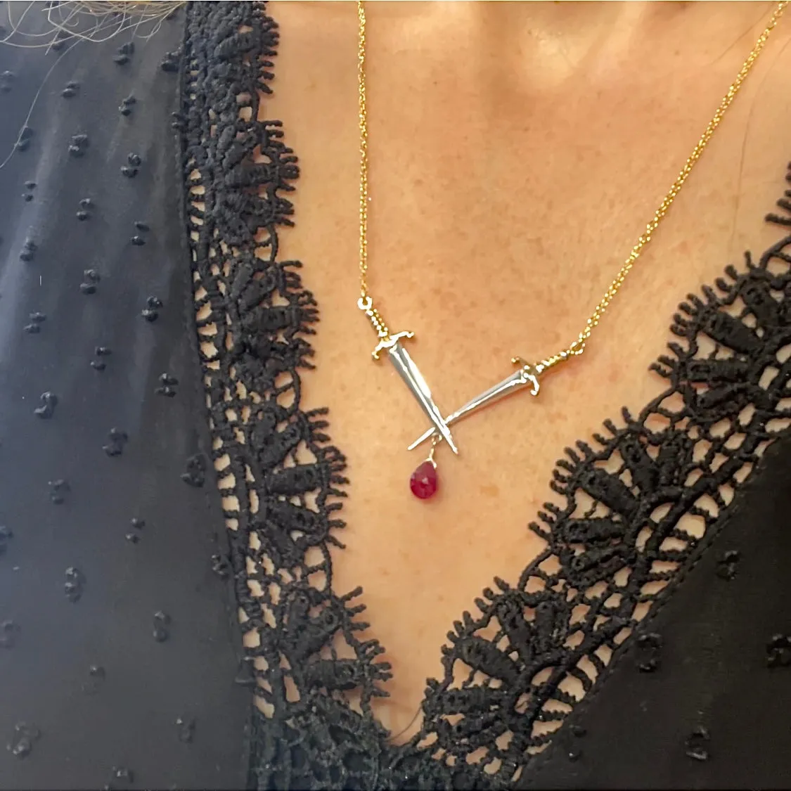Double Sword Necklace