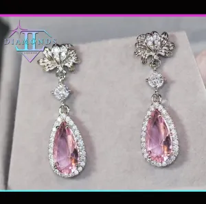 Drop Earrings | Pink Diamond Earrings | Classy Diamond Earrings