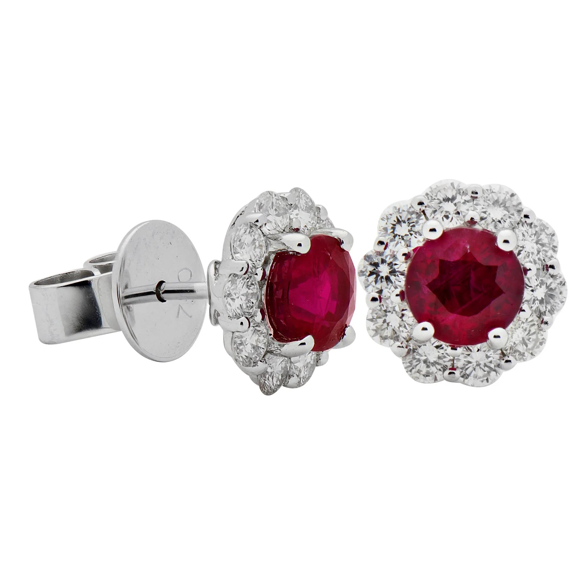 Earring 18KW/2.1G 2RUBY-1.00CT 20RD-0.62CT