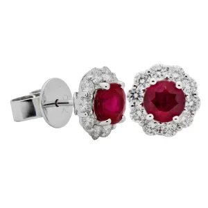 Earring 18KW/2.1G 2RUBY-1.00CT 20RD-0.62CT