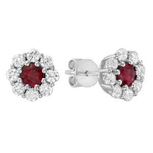 Earrings 14KW/1.5G 2RUBY-0.45CT 16RD-0.51CT