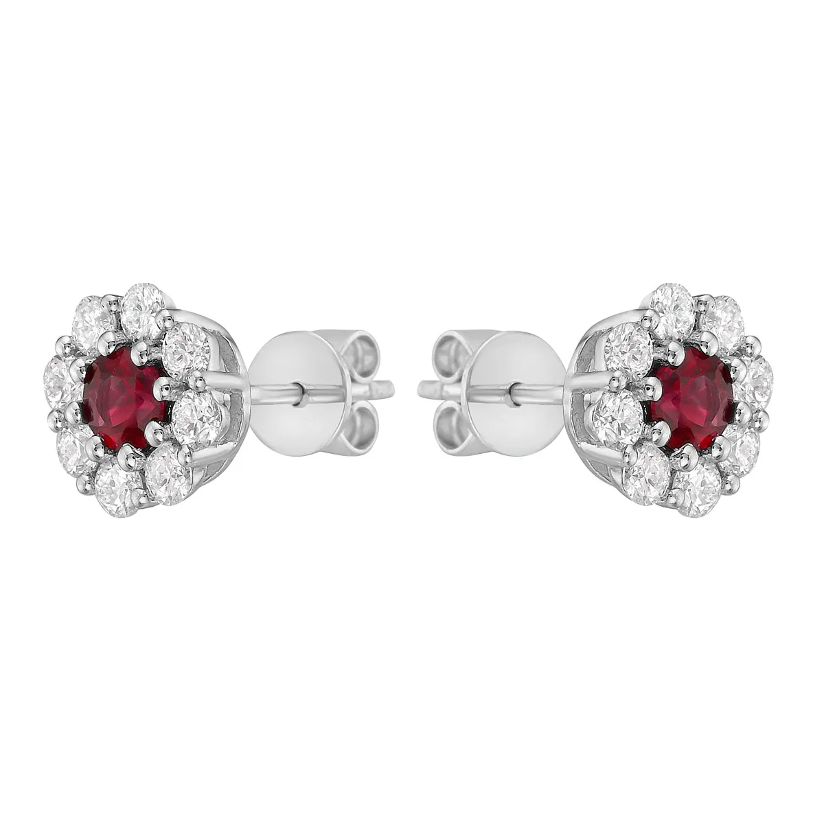 Earrings 14KW/1.5G 2RUBY-0.45CT 16RD-0.51CT