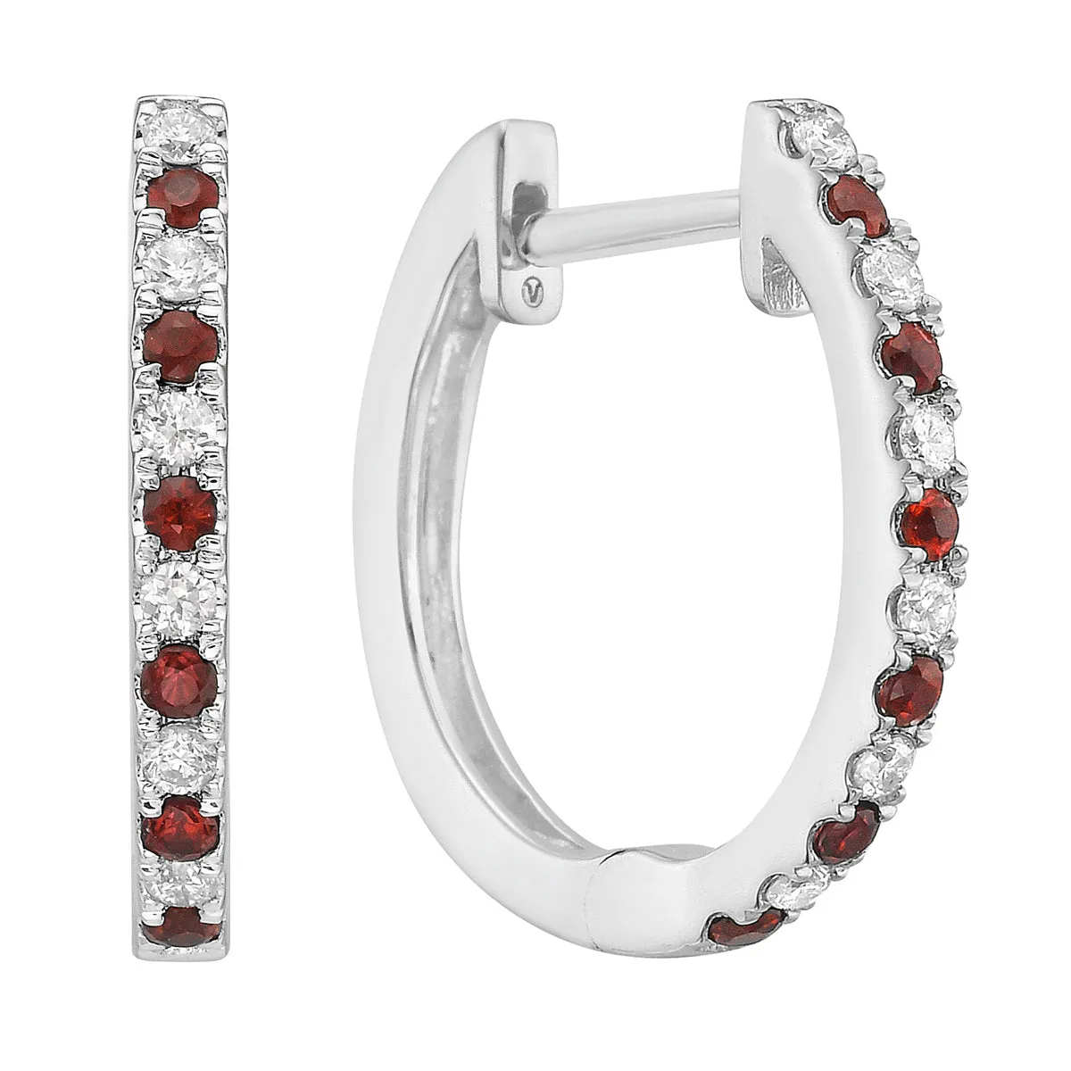 Earrings 14KW/2.6G 12RUBY-0.15CT 12RD-0.15CT