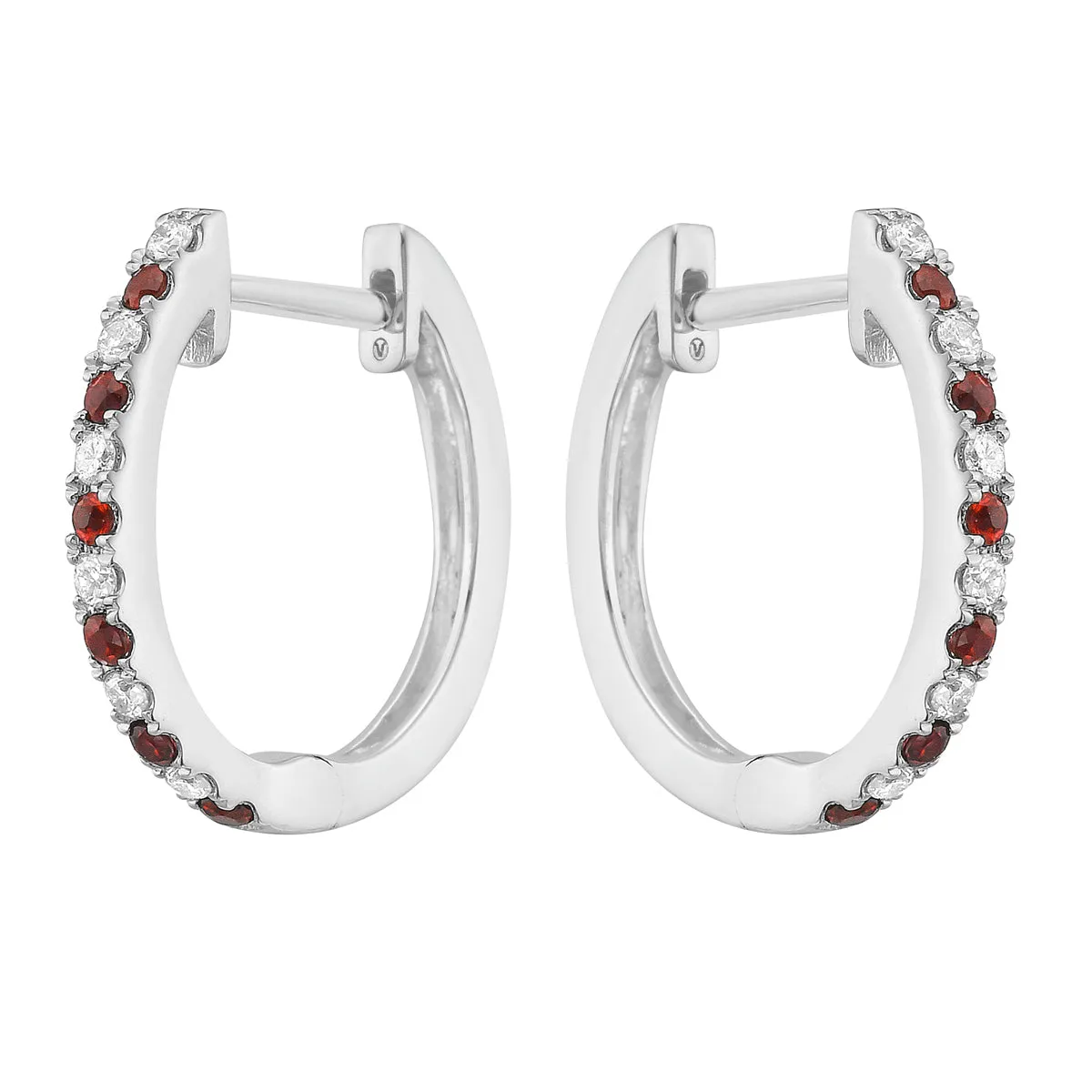 Earrings 14KW/2.6G 12RUBY-0.15CT 12RD-0.15CT