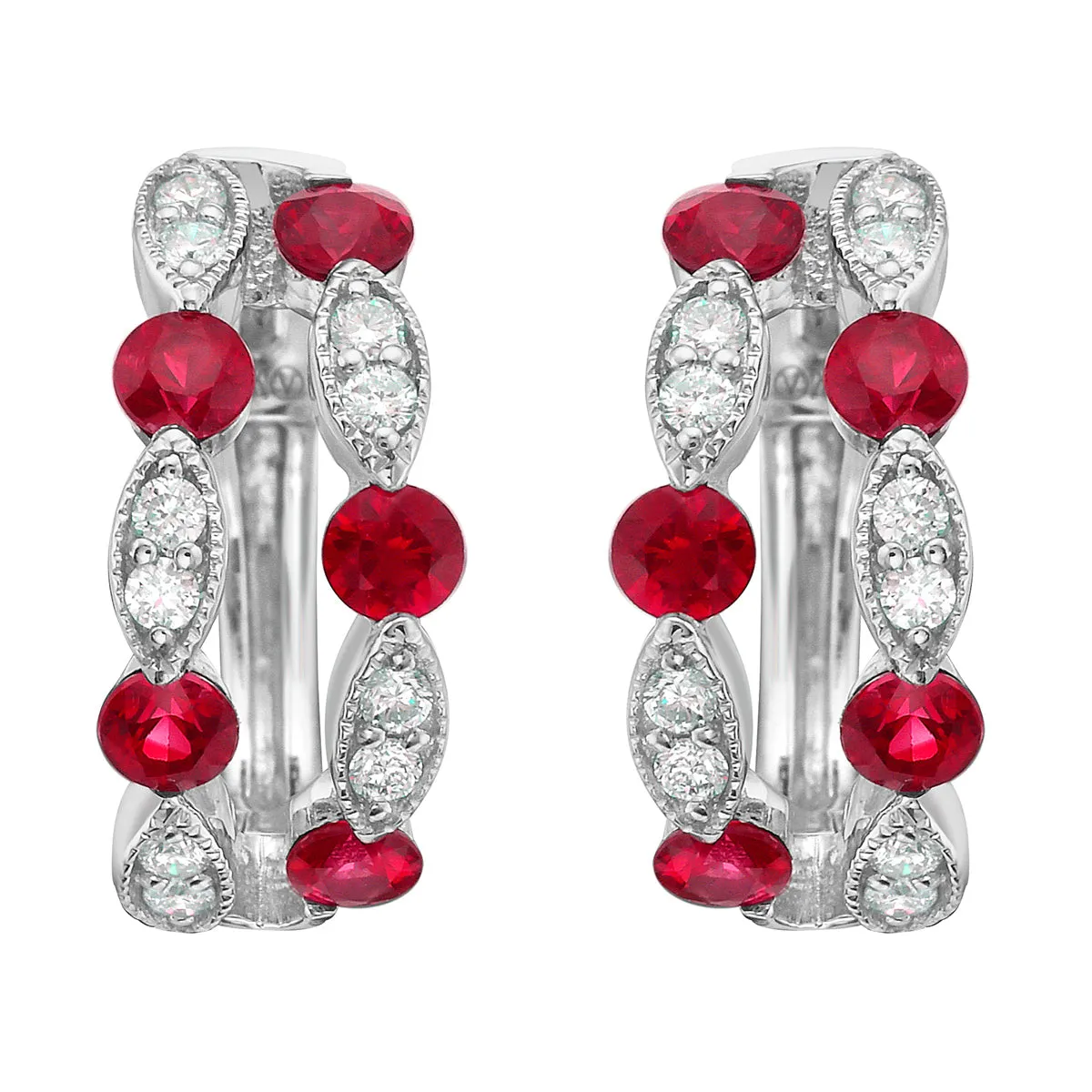 Earrings 14KW/2.7G 10RUBY-0.75CT 20RD-0.20CT