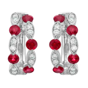 Earrings 14KW/2.7G 10RUBY-0.75CT 20RD-0.20CT