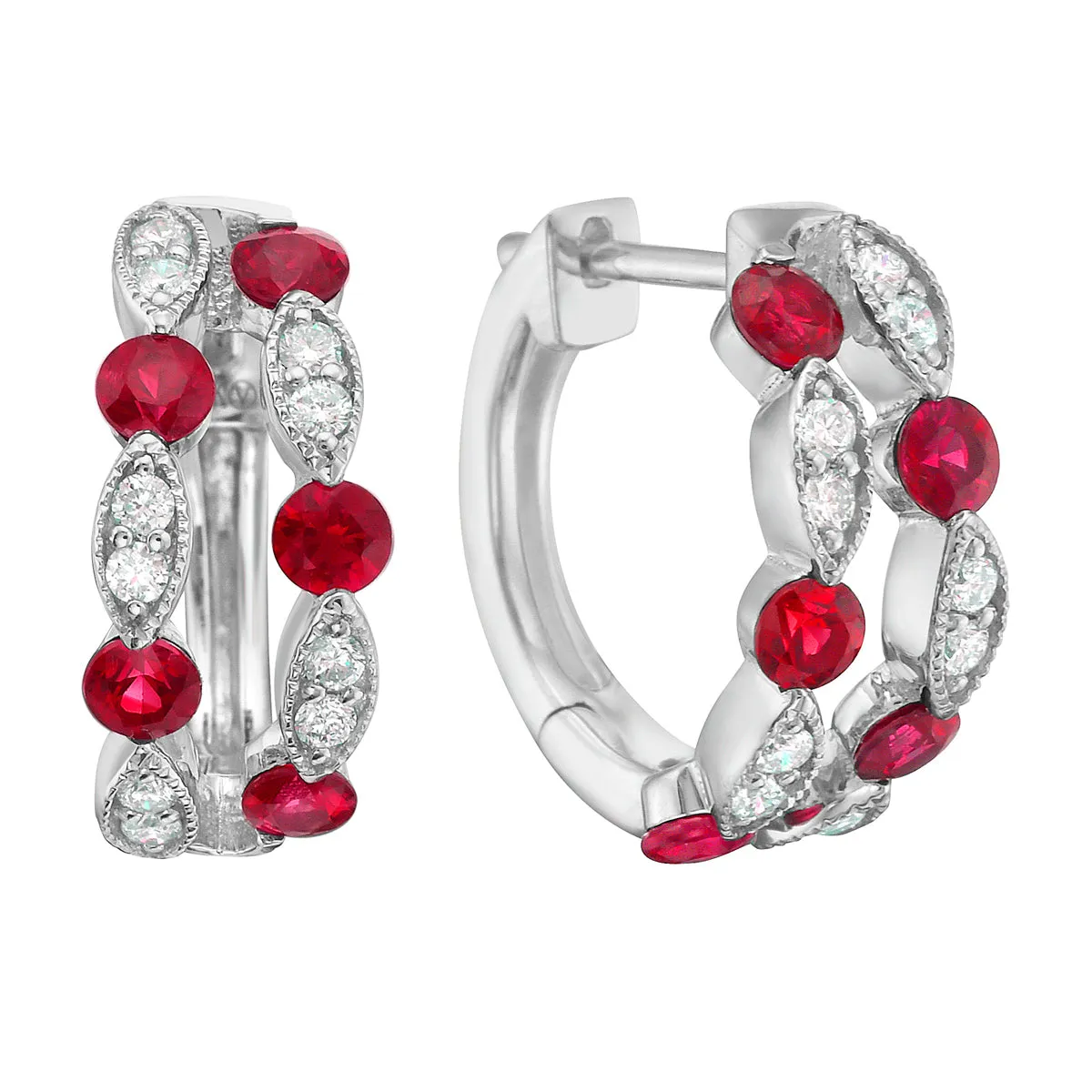 Earrings 14KW/2.7G 10RUBY-0.75CT 20RD-0.20CT