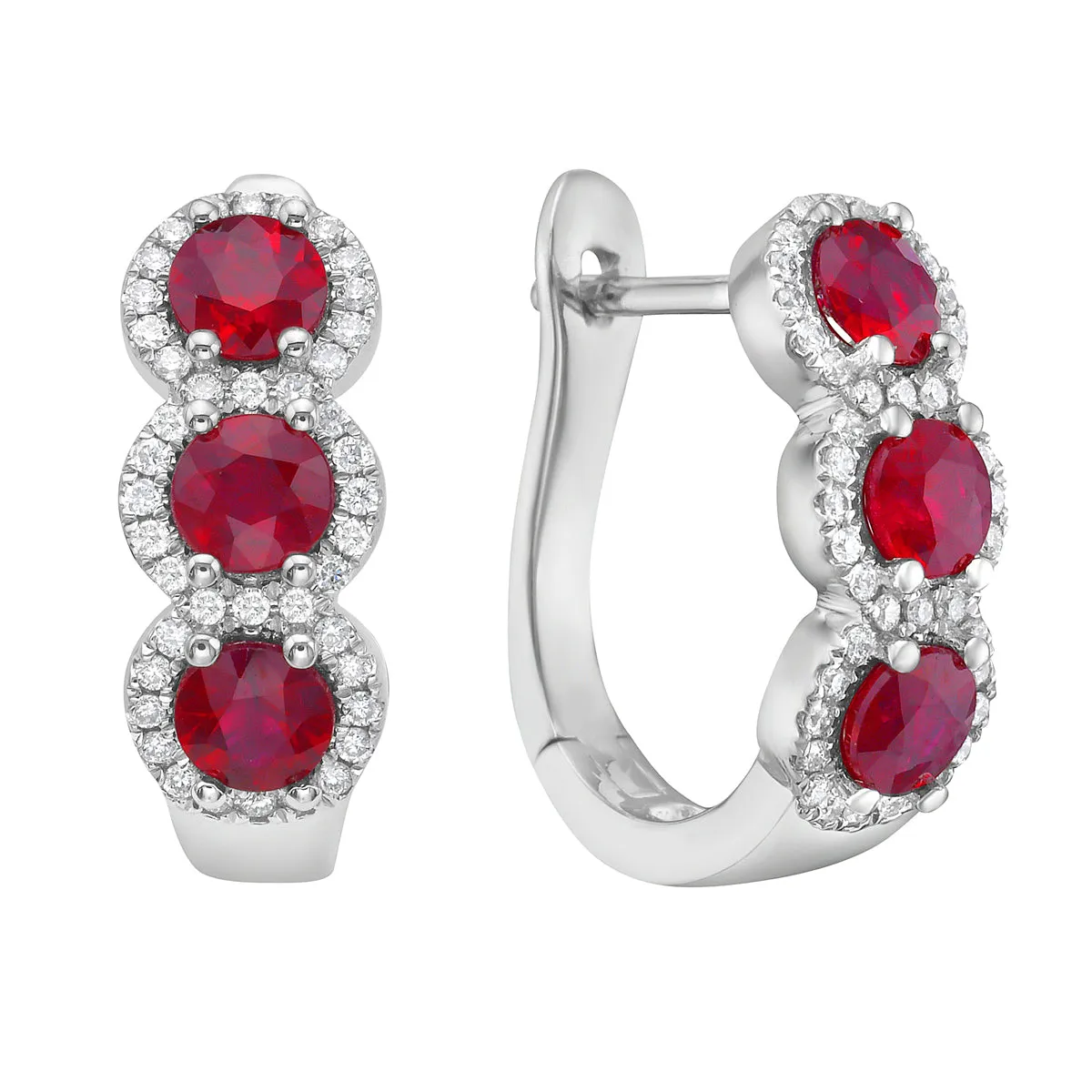 Earrings 14KW/4.5G 6RUBY-1.52CT 84RD-0.24CT