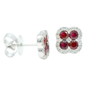 Earrings 18KW/2.7G 8RUBY-0.80CT 42RD-0.27CT