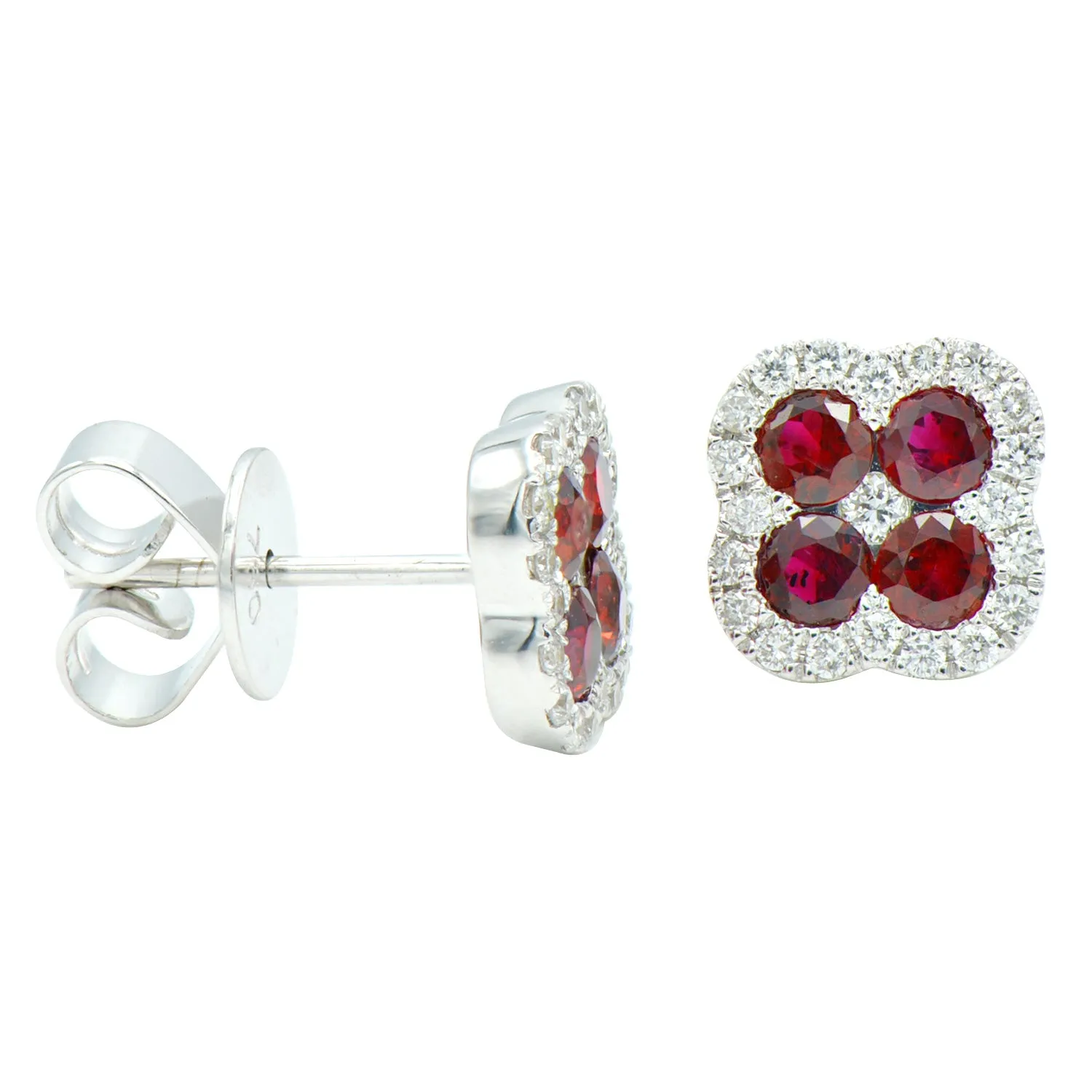 Earrings 18KW/2.7G 8RUBY-0.80CT 42RD-0.27CT