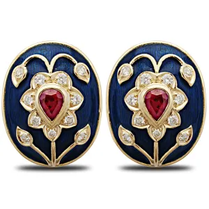 Earrings-Ruby and Diamond (Enamel)