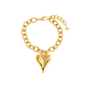 Elongated Puffy Heart Pendant Bracelet