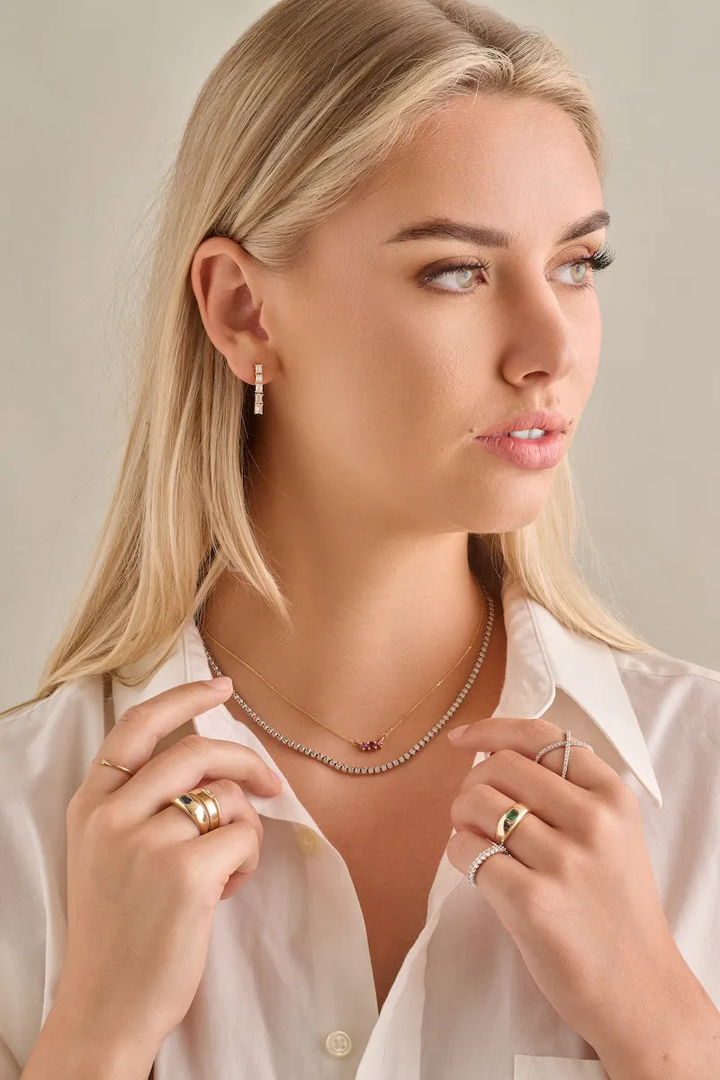 Emerald Cut Diamond Drop Earrings