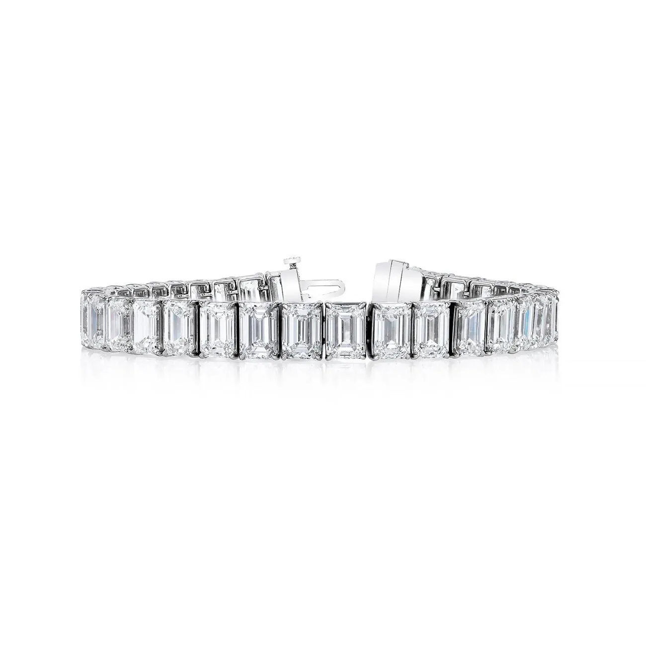 Emerald Cut Platinum 34.78ct Diamond Tennis Bracelet
