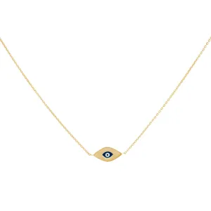 Enamel Evil Eye Necklace 14K