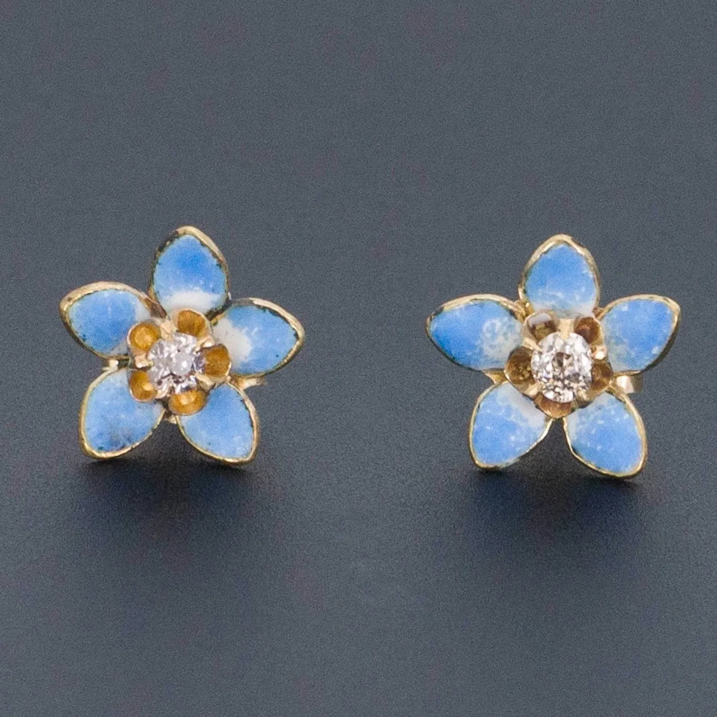Enamel Flower Earrings | 14k Gold Earrings