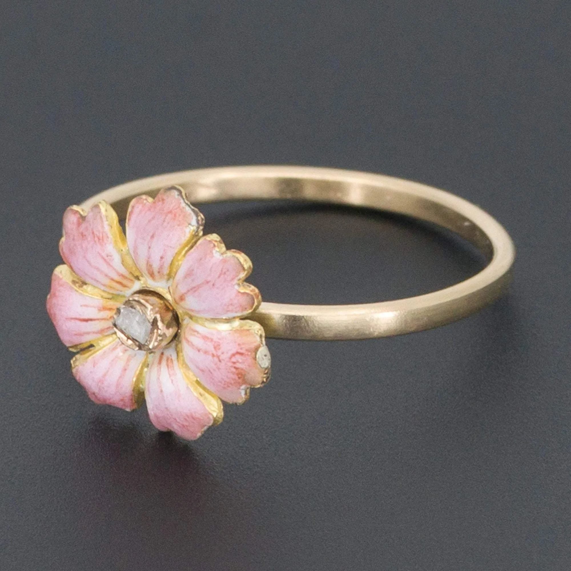 Enamel Flower Ring | Antique Pin Conversion Ring