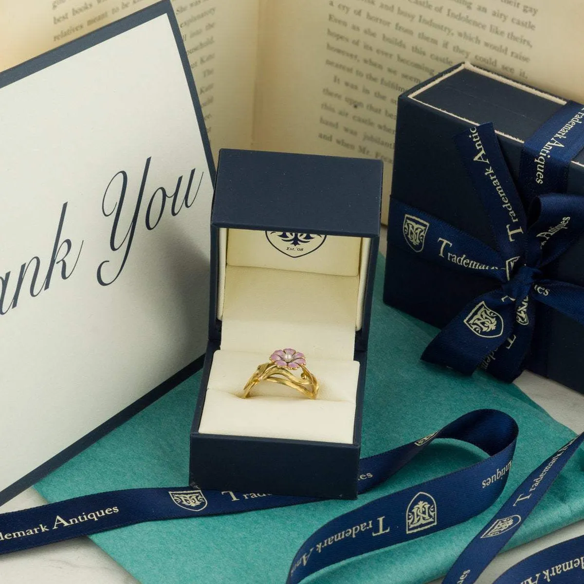 Enamel Flower Ring | Antique Pin Conversion Ring