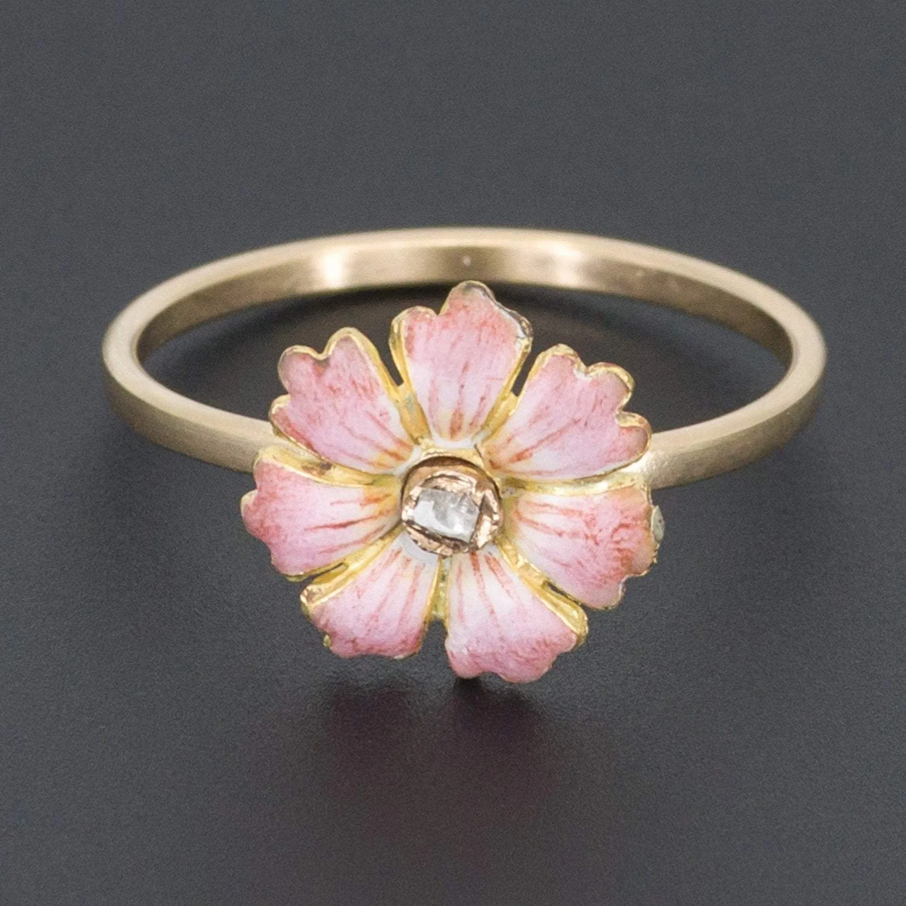 Enamel Flower Ring | Antique Pin Conversion Ring