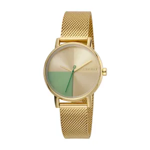 Esprit Ladies IP Gold Stainless Steel Watch Multi Color Dial & Mesh Bracelet