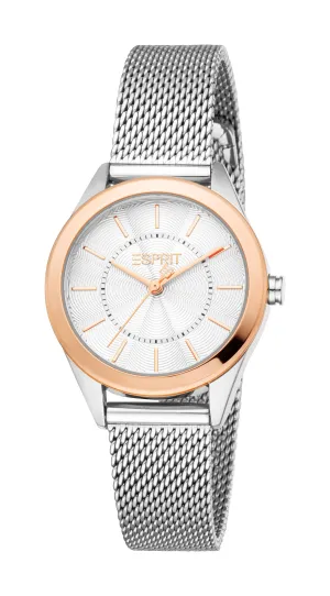Esprit Ladies Two-Tone Mesh Bracelet Watch with Textured Dial