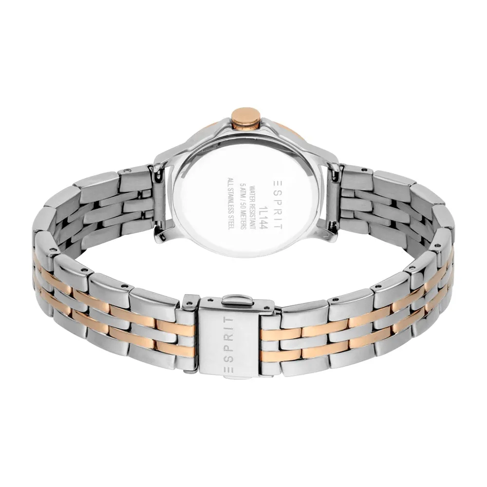 Esprit Ladies Two Tone Watch White Dial With Stone